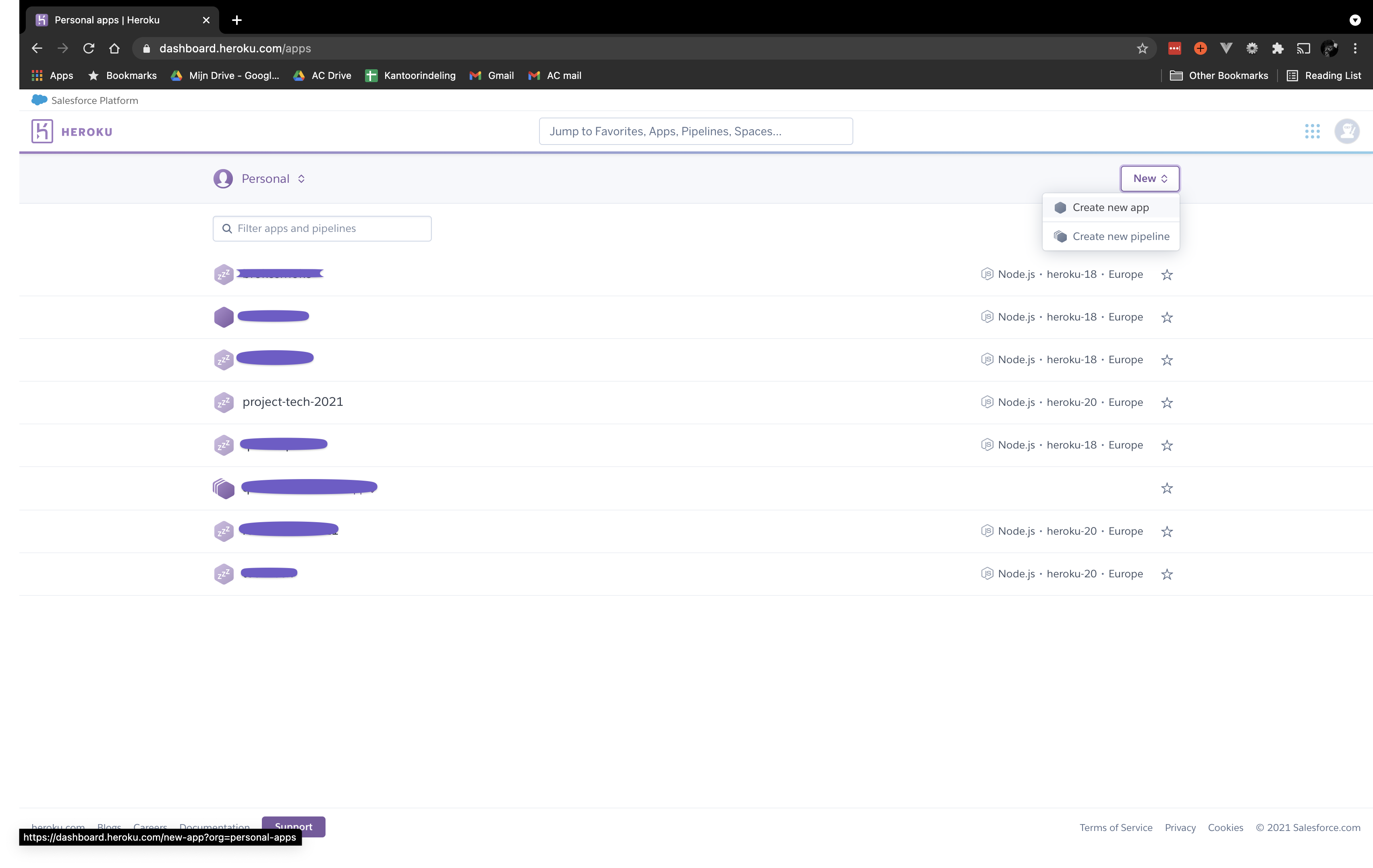 screenshot of the dashboard