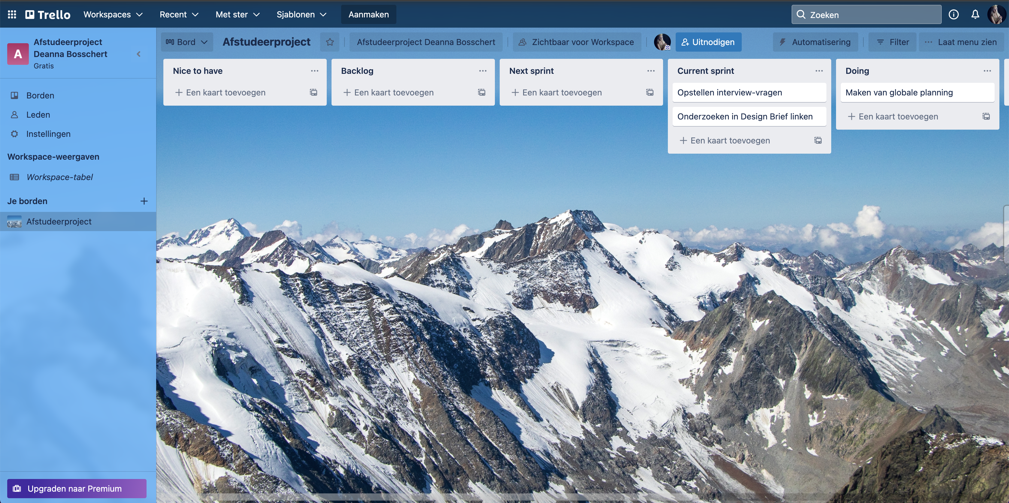 screenshot of trello
